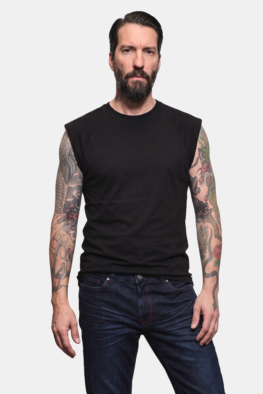 Tanktop, überschnittene Schultern, Rundhals, bis 8 XL