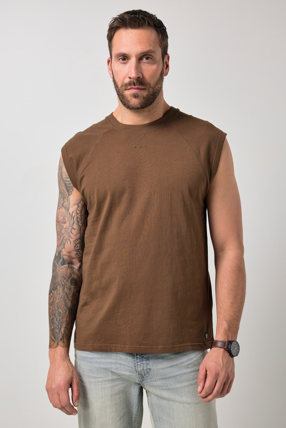 Tanktop, überschnittene Schultern, Rundhals, bis 8 XL