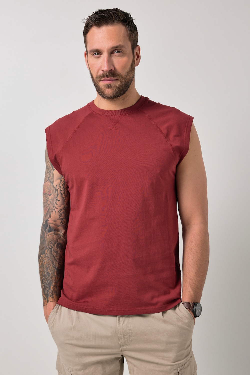 Tanktop, überschnittene Schultern, Rundhals, bis 8 XL