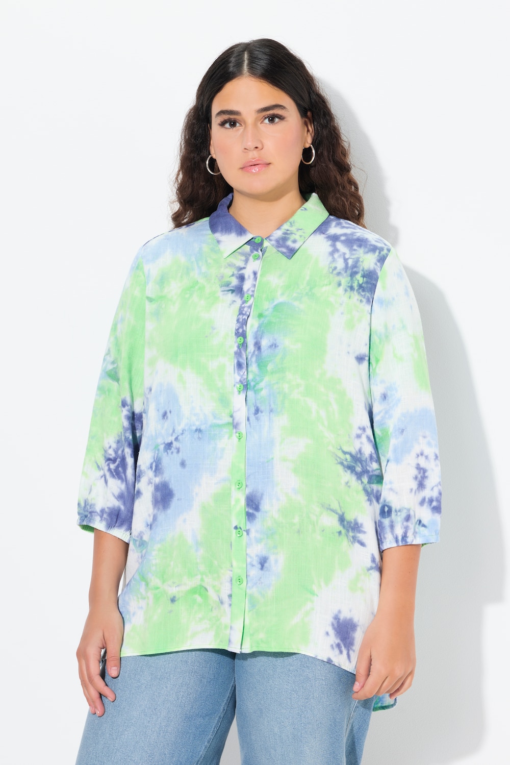 Große Größen Leinenmix-Bluse, Damen, grün, Größe: 54/56, Viskose/Leinen, Ulla Popken