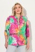 Linnenmix blouse, batikprint, overhemdkraag, 3/4-mouwen