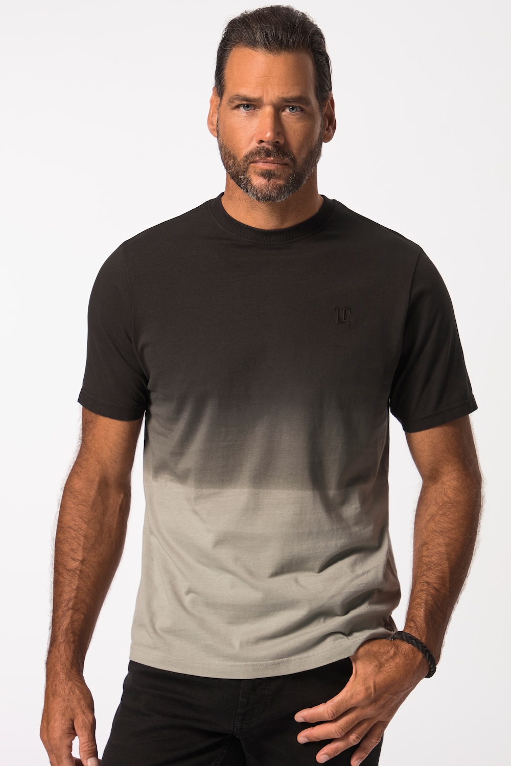 JP1880 T-shirt, halve mouwen, dip-dye geverfd, borstprint, ronde hals, tot 8 XL