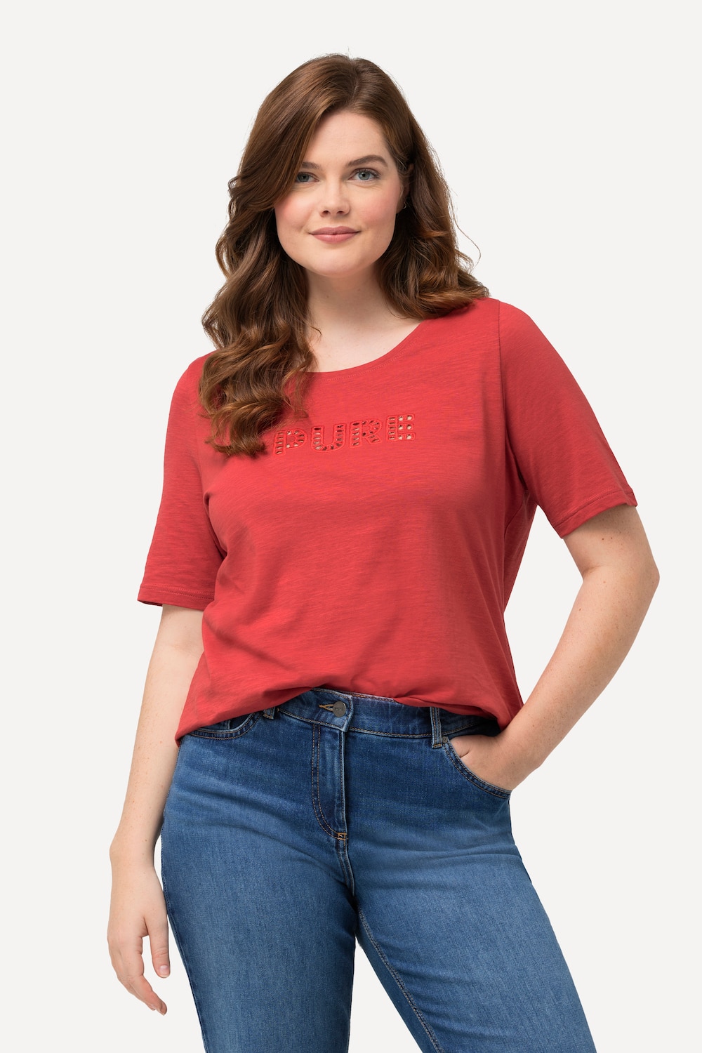 Grote Maten T-shirt, Dames, rood, Maat: 46/48, Katoen, Ulla Popken