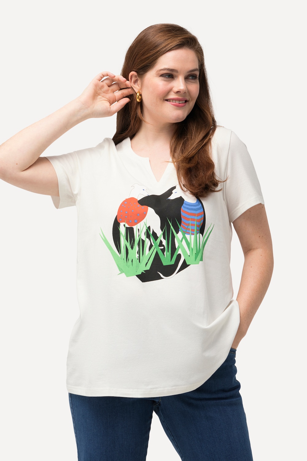 Große Größen T-Shirt, Damen, weiß, Größe: 50/52, Baumwolle, Ulla Popken