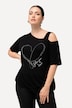 T-Shirt, Herz, Rundhals, Cut-Out, Gummisaum, Halbarm