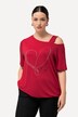 T-Shirt, Herz, Rundhals, Cut-Out, Gummisaum, Halbarm