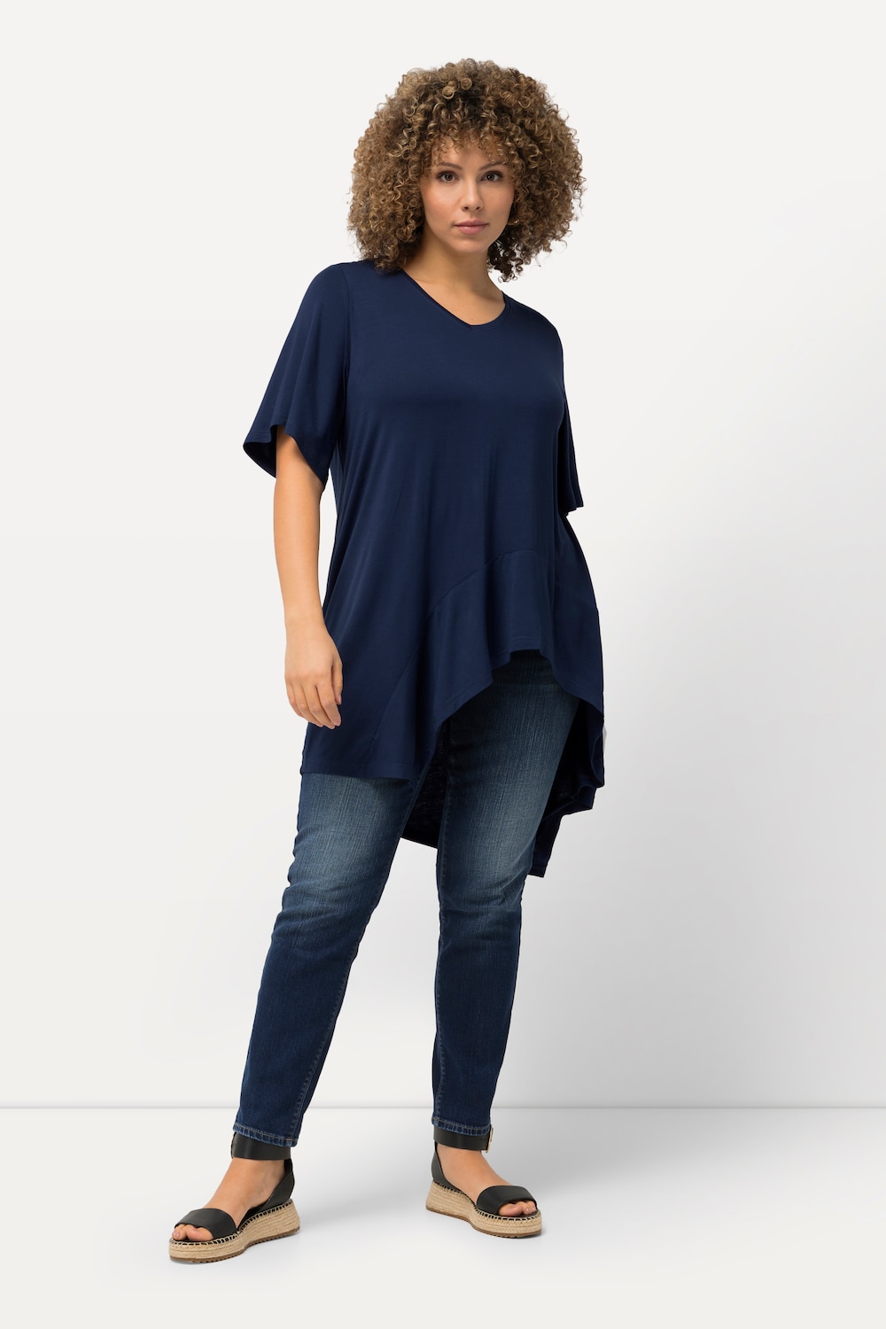 Grote Maten T-shirt, Dames, blauw, Maat: 42/44, Viscose, Ulla Popken