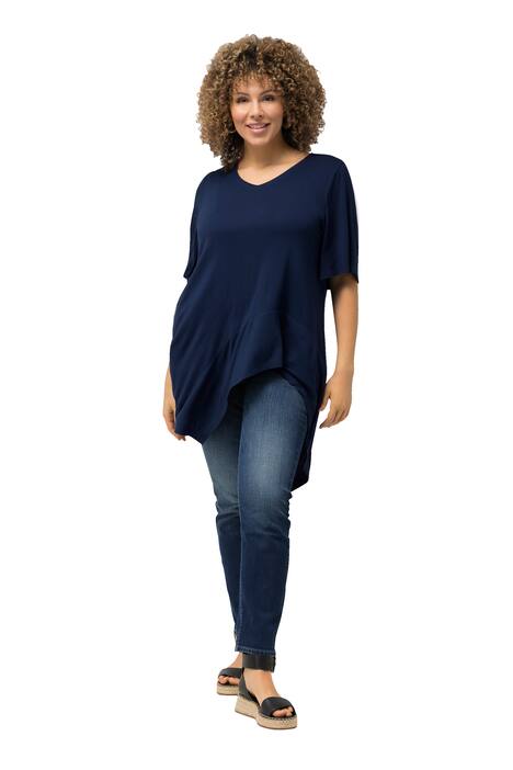 Tričko, volán, kulatý výstřih, cípový lem, křidélkové krátké rukávy