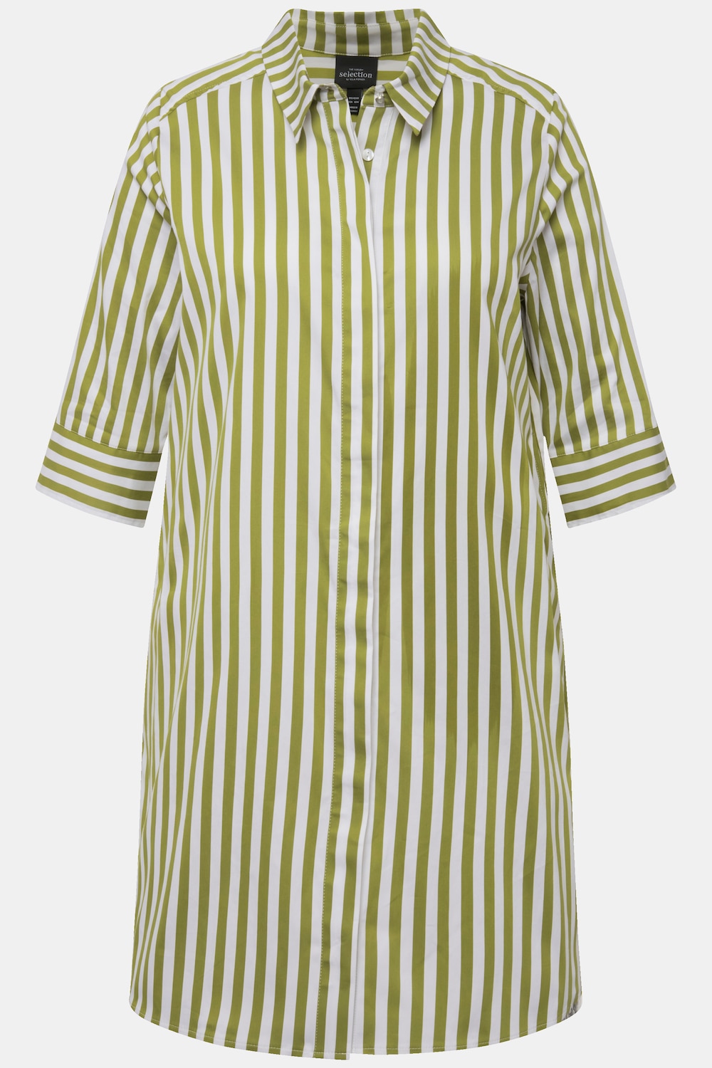 Stora storlekar Lång blus, Dam, grön, storlek: 50/52, Bomull/Syntetfibrer, Ulla Popken