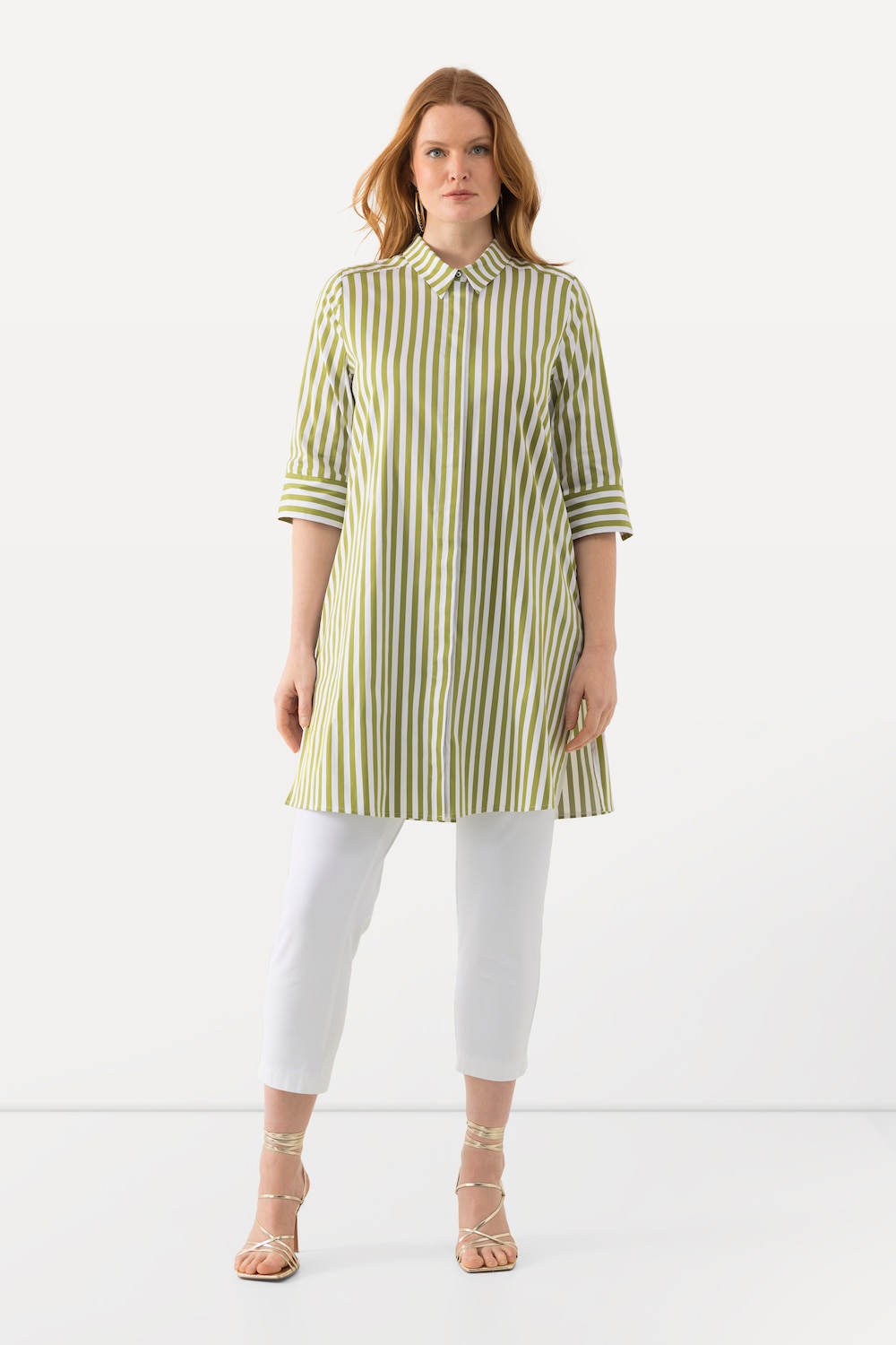 Große Größen Longbluse, Damen, grün, Größe: 42/44, Baumwolle/Synthetische Fasern, Ulla Popken