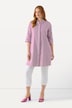 Longbluse, Streifen, A-Linie, Hemdkragen, 3/4-Arm