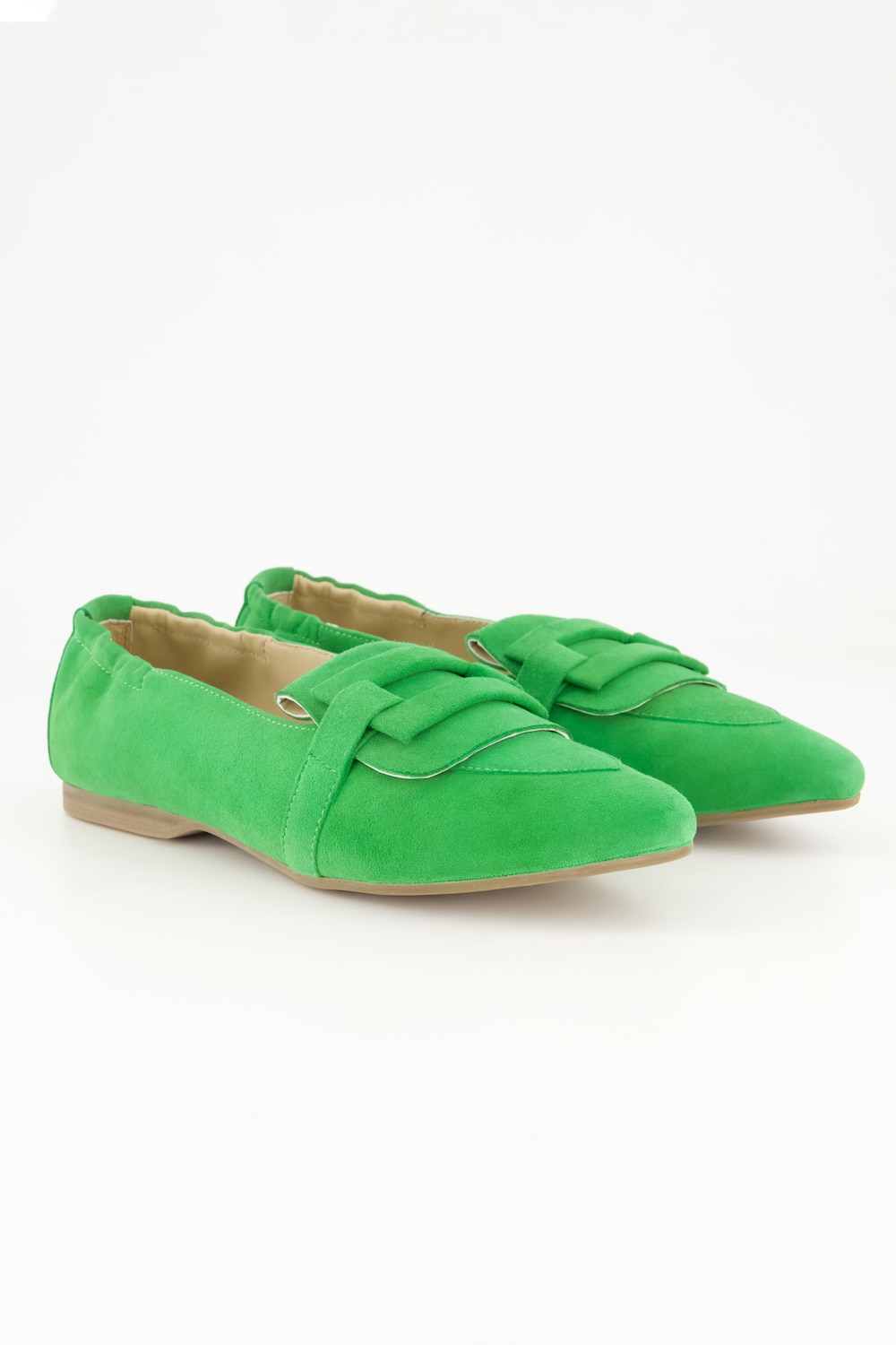 Grote Maten Leren ballerina's, Dames, groen, Maat: 41, Leer, Ulla Popken