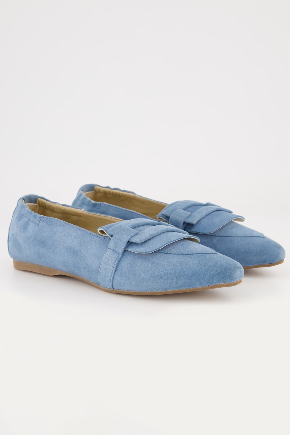 Grote Maten Leren ballerina's, Dames, blauw, Maat: 39, Leer, Ulla Popken