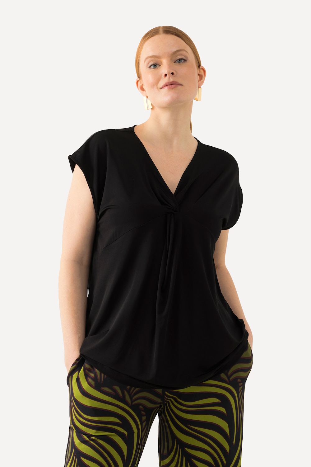 Grote Maten Slinky shirt, Dames, zwart, Maat: 46/48, Viscose, Ulla Popken