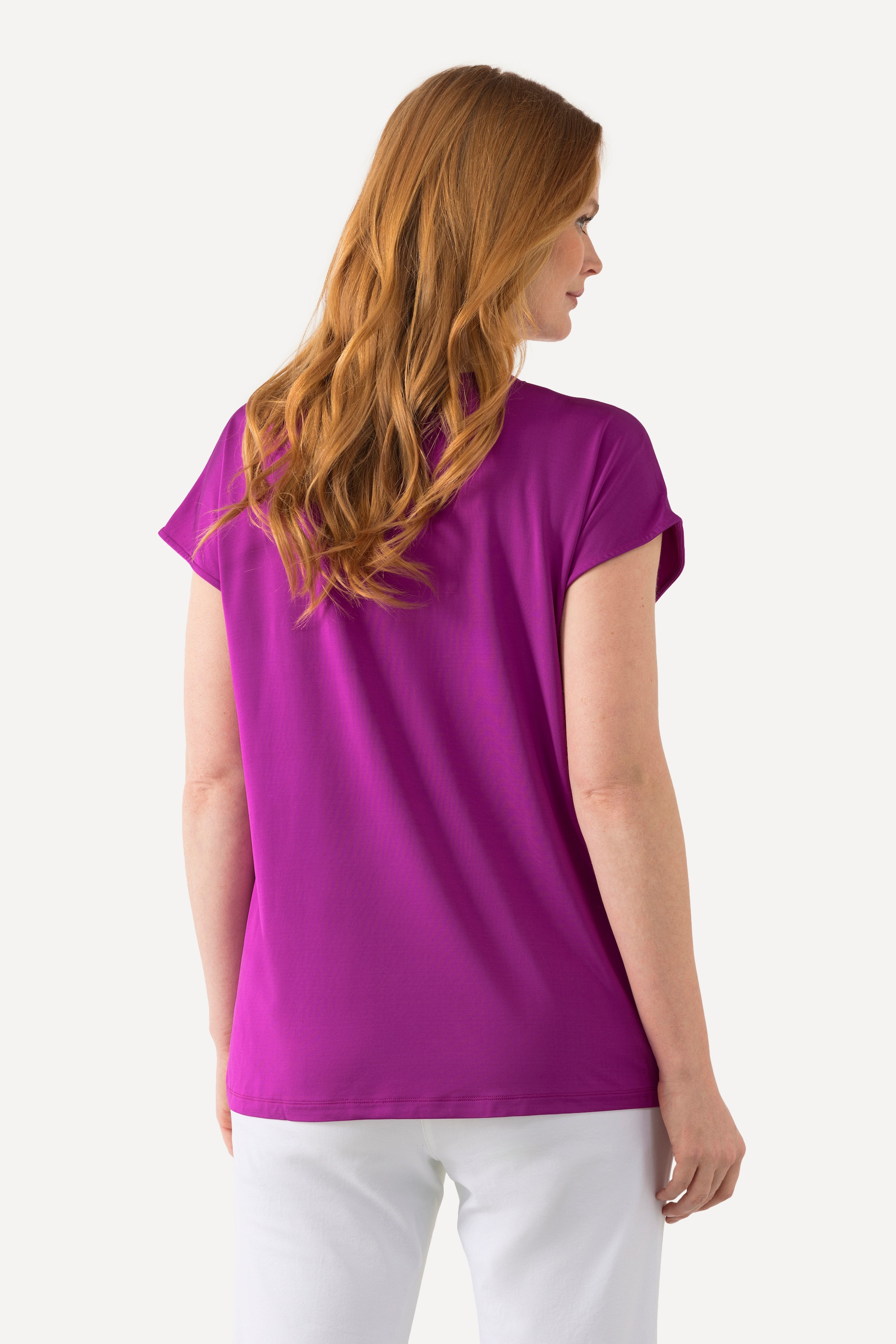 Ulla Popken Damen große Größen Slinkyshirt Knoten Classic V Ausschnitt