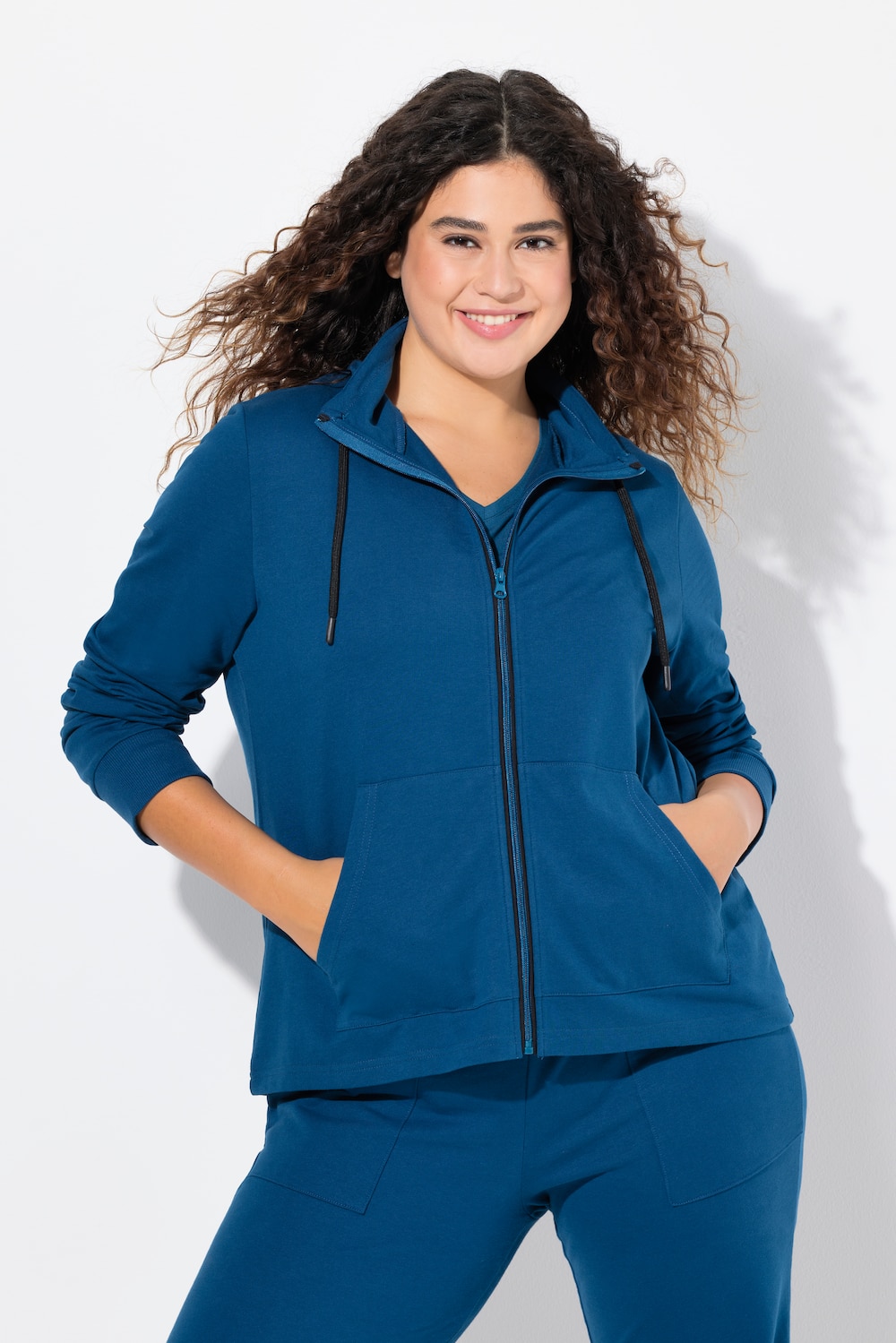 Große Größen Sweatjacke, Damen, türkis, Größe: 58/60, Baumwolle/Polyester, Ulla Popken