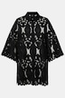 Kanten blouse, A-lijn, overhemdkraag, golvende zoom, 3/4-mouwen