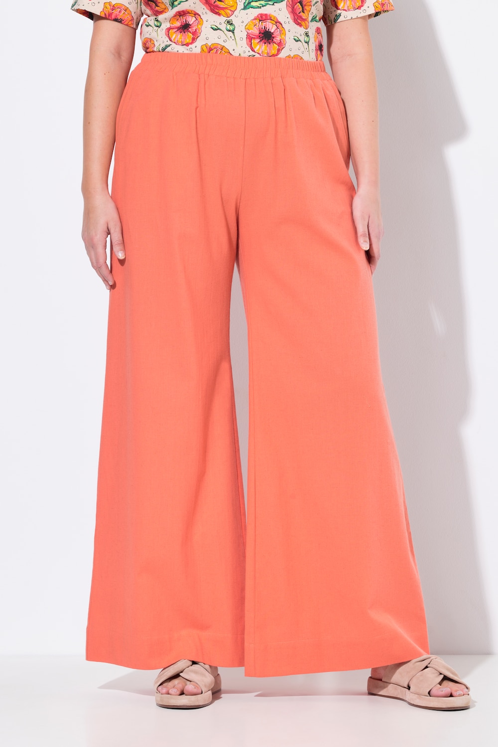 Große Größen Palazzohose, Damen, rosa, Größe: 50/52, Baumwolle/Leinen, Ulla Popken