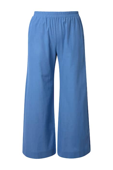 Palácové kalhoty, směs lnu, široké nohavice, elastický pas