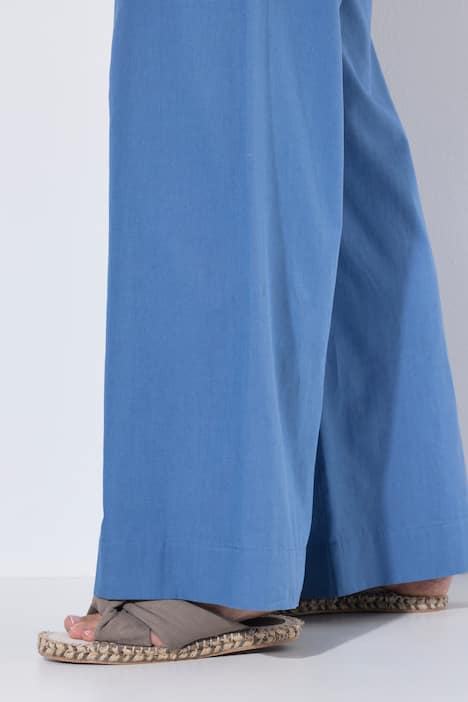 Spodnie palazzo, mieszanka lnu, szeroka nogawka, elastyczny pas