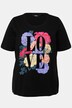 T-shirt med LOVE-print, blommotiv, rund hals och kort ärm