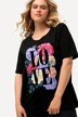 T-shirt med LOVE-print, blommotiv, rund hals och kort ärm