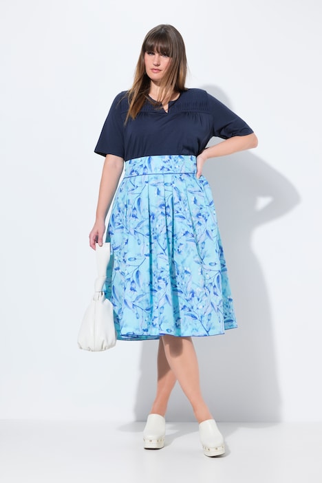 Pleated Country Floral Print Skirt