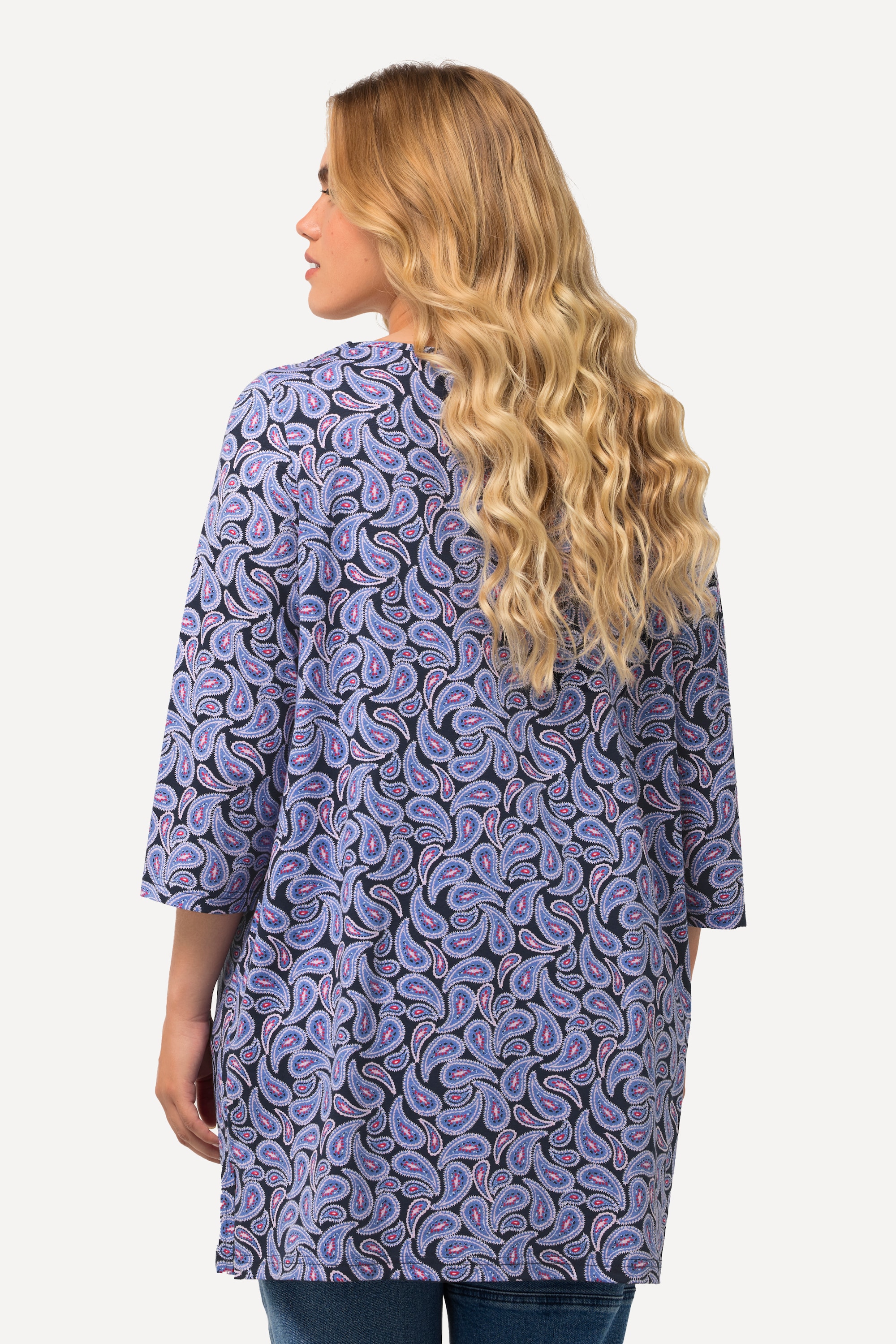 Ulla Popken Damen große Größen Shirt Paisleymuster Carree Ausschnitt