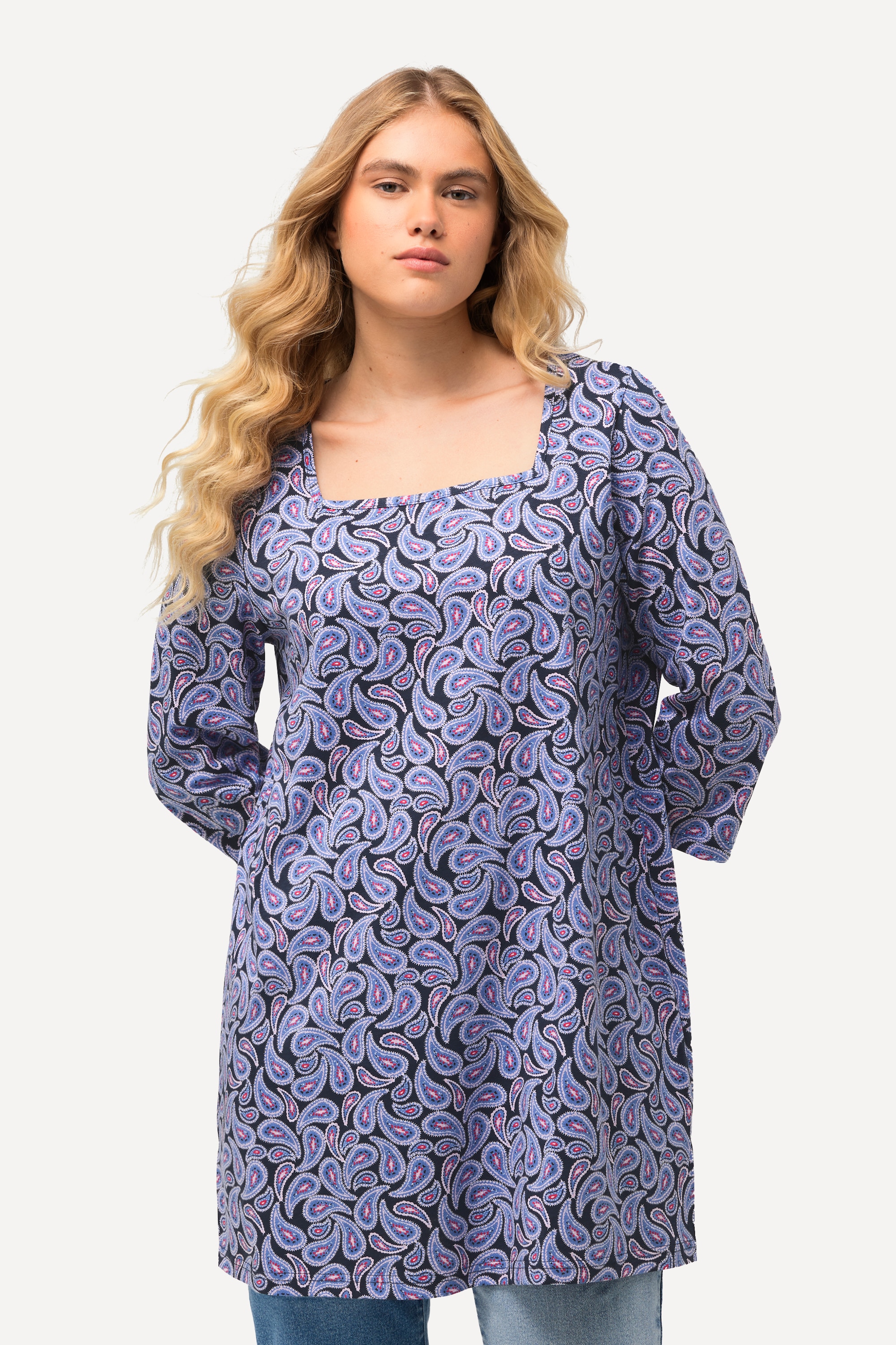 Ulla Popken Damen große Größen Shirt Paisleymuster Carree Ausschnitt