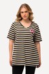 Bluzka w paski, serce frottee, trapezowy krój, dekolt w szpic, rękaw 1/2
