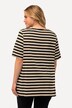 Bluzka w paski, serce frottee, trapezowy krój, dekolt w szpic, rękaw 1/2