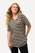 Bluzka w paski, serce frottee, trapezowy krój, dekolt w szpic, rękaw 1/2