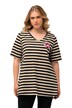 Pruhované tričko, froté srdce, A střih, výstřih do V, krátké rukávy