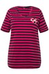 Pruhované tričko, froté srdce, A střih, výstřih do V, krátké rukávy