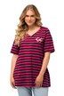 Pruhované tričko, froté srdce, A střih, výstřih do V, krátké rukávy