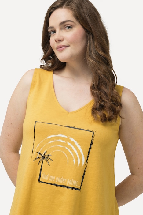 Eco Cotton Handkerchief Hem Graphic Tank | Tank Tops | Tops