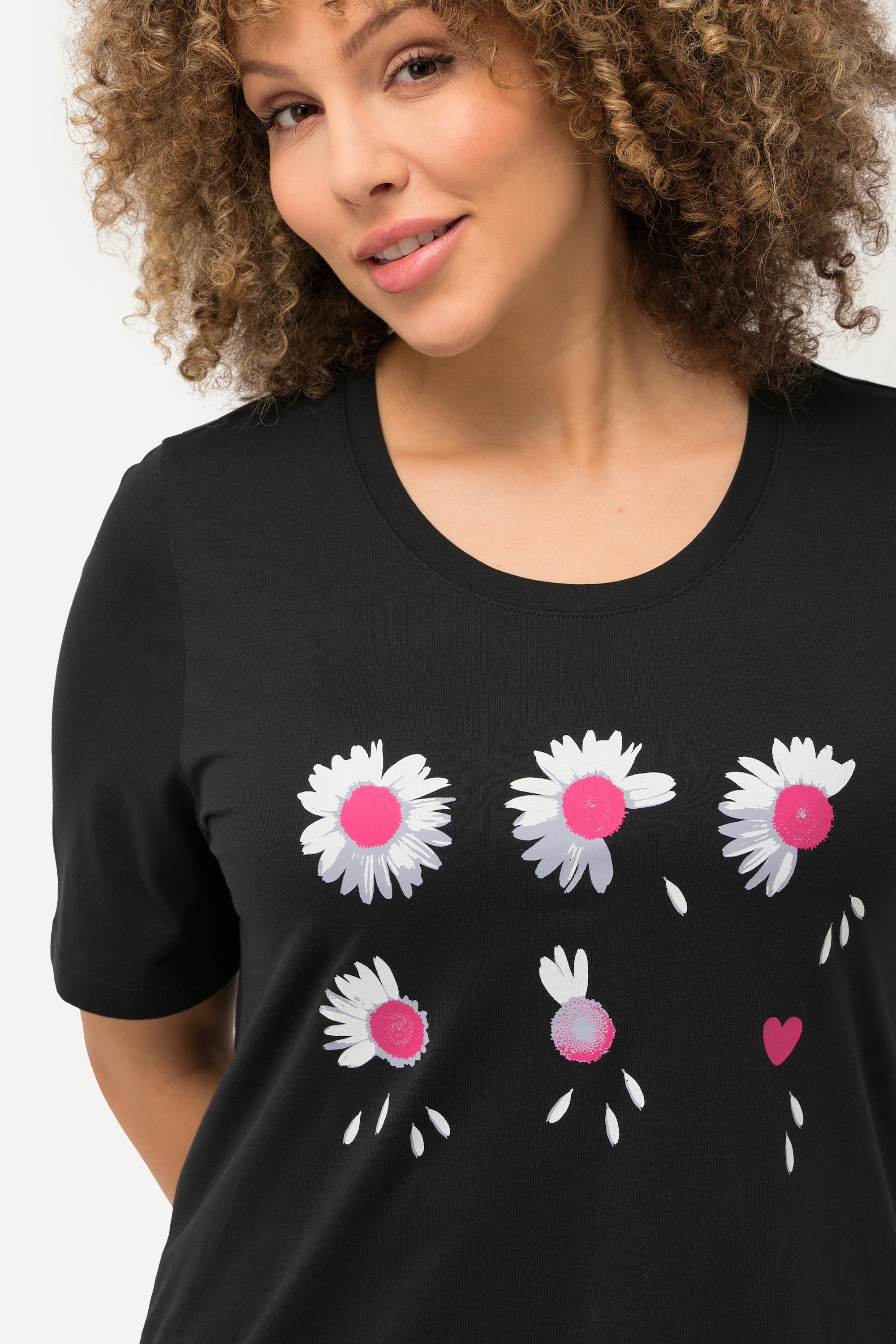 Ulla Popken Damen große Größen T Shirt Blüten Classic Rundhals Halbarm 826851