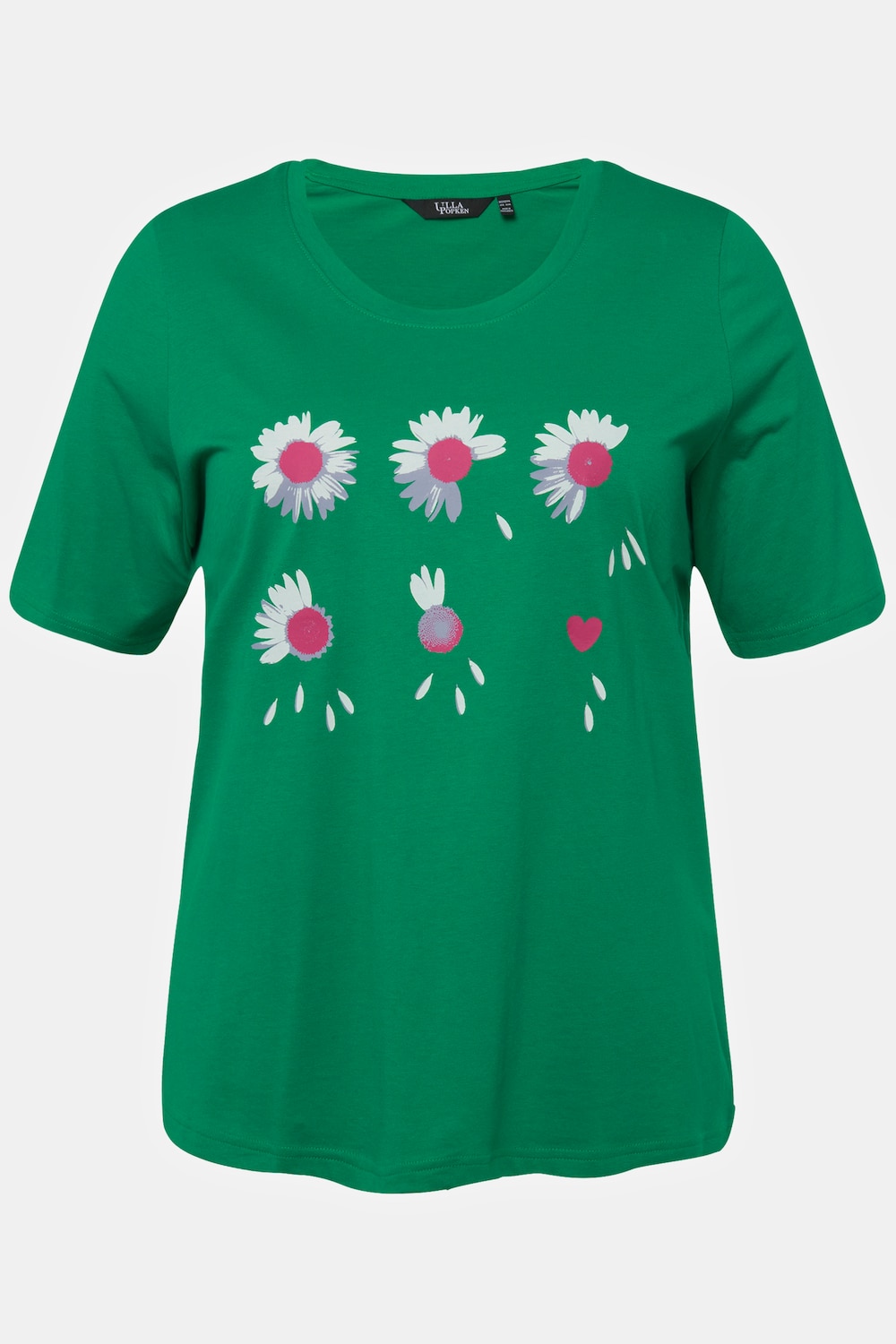 Stora storlekar T-shirt med blommotiv, Dam, grön, storlek: 46/48, Bomull, Ulla Popken