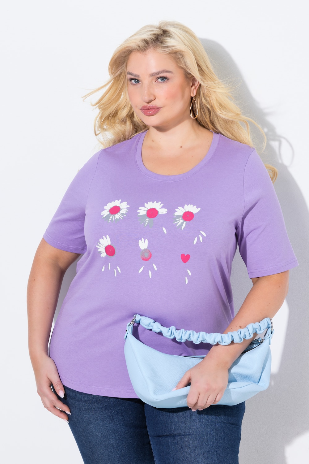 T-shirt, bloemen, Classic, ronde hals, korte mouwen