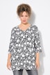 Shirt, bloemen, A-lijn, V-hals, driekwartsmouwen