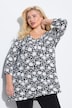 Shirt, bloemen, A-lijn, V-hals, driekwartsmouwen