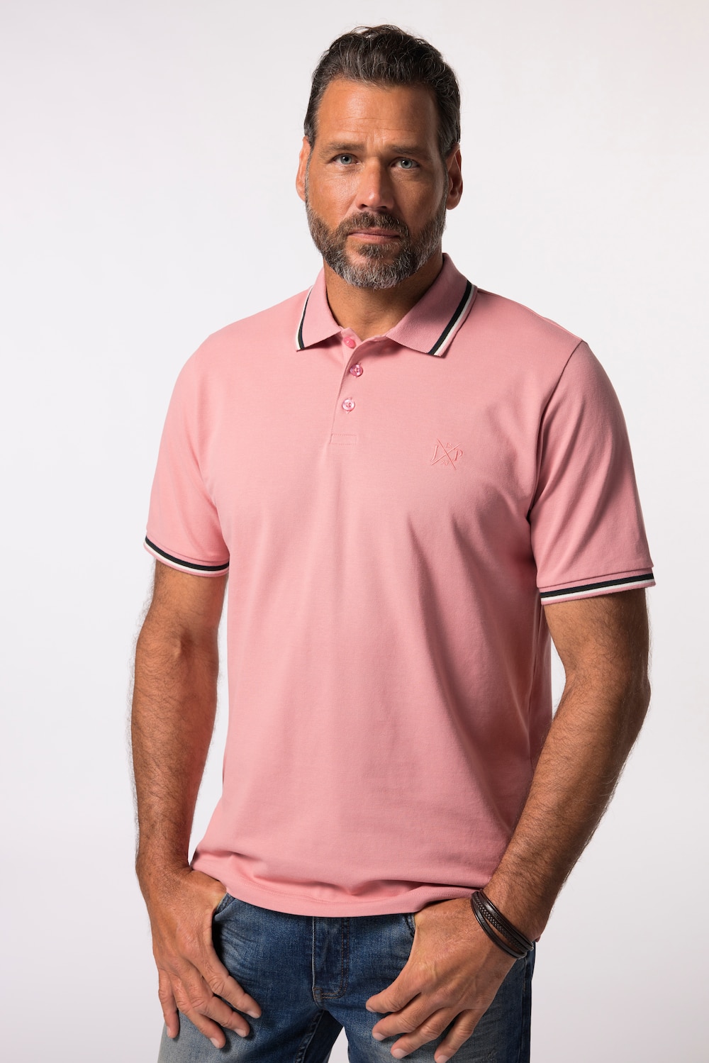 Große Größen JP1880 Polo-Shirt FLEXNAMIC®, Herren, rosa, Größe: 4XL, Baumwolle, JP1880