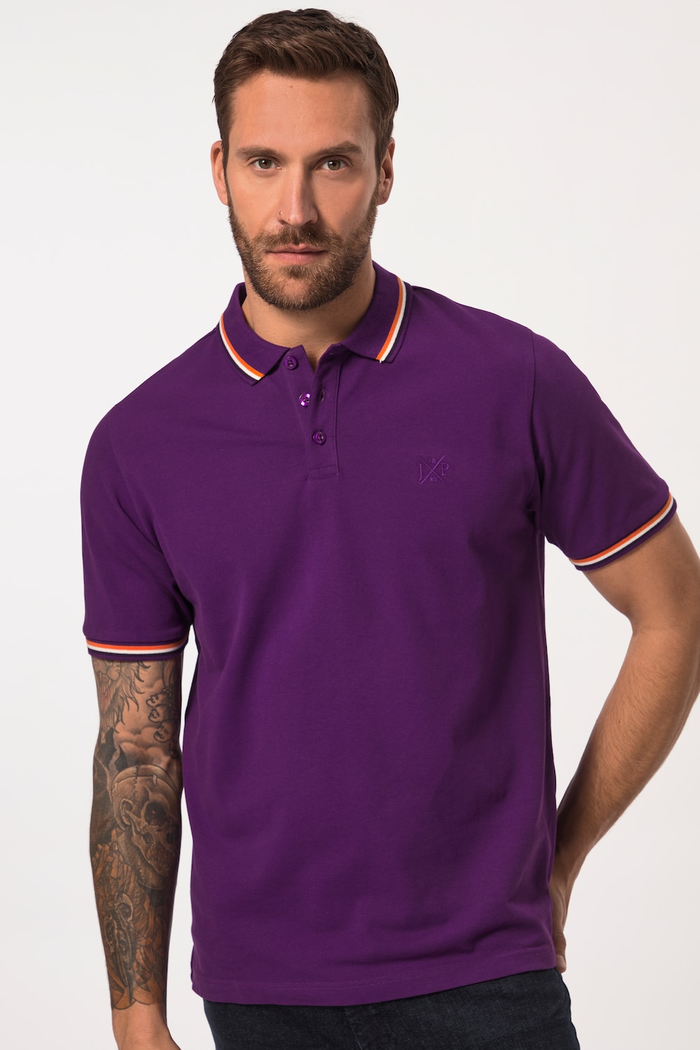 Große Größen JP1880 Polo-Shirt FLEXNAMIC®, Herren, lila, Größe: XL, Baumwolle, JP1880