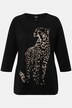 Leopard Front Print 3/4 Sleeve Stretch Tee