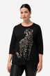 Leopard Front Print 3/4 Sleeve Stretch Tee
