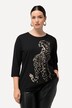 Leopard Front Print 3/4 Sleeve Stretch Tee