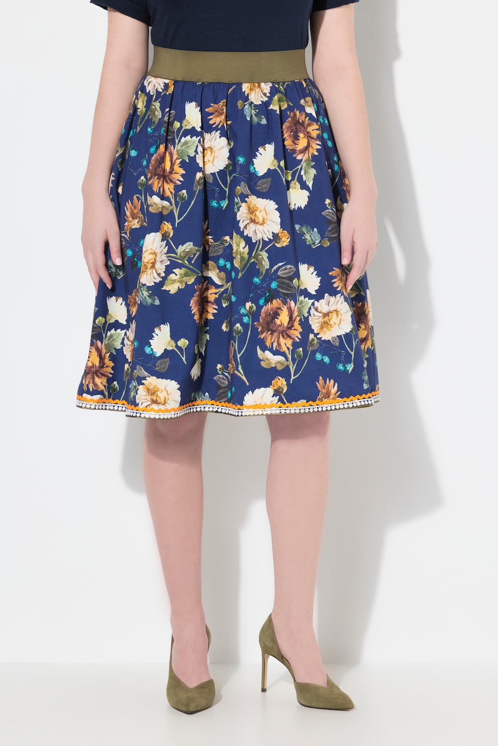 Große Größen Trachtenrock, Damen, blau, Größe: 50, Baumwolle, Ulla Popken