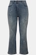Jean Mandy, jambe large. Éclats de peinture. Coutures fantaisie.