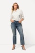 Jean Mandy, jambe large. Éclats de peinture. Coutures fantaisie.