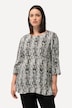 Bluse, Schlangendruck, A-Linie, Rundhals, 3/4-Arm